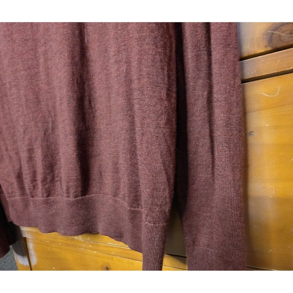 Banana Republic Sweater Size Large Merino Wool Crew Neck Heather Burgundy